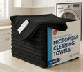 Stitched-Edge All-Purpose Microfiber Cloths, 11 in, 12-Pack, Black