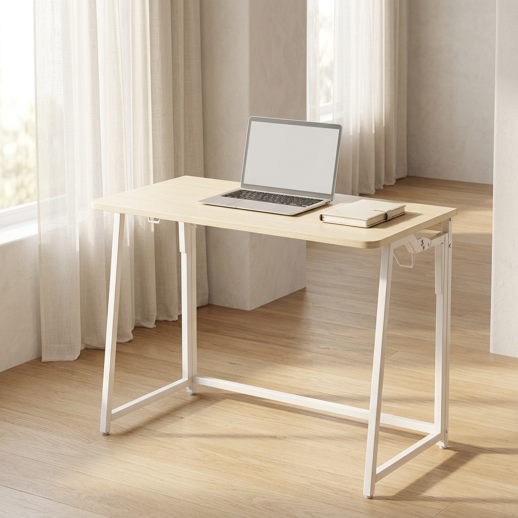 Folding Computer Desk for Small Spaces, 31.5 in, Oak