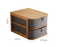Stackable Bamboo and Fabric Drawer Storage Box, Makeup Stand