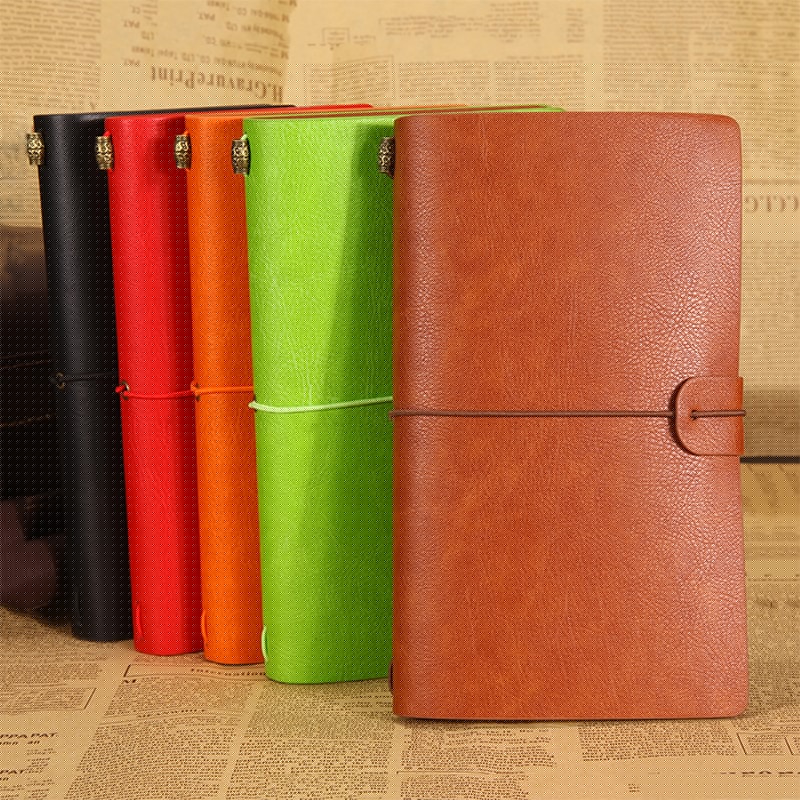 Vintage PU Leather Travel Journal with Strap, A6