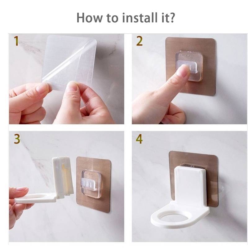 Self-Adhesive Wall Bottle Holder for Shower or Kitchen, White
