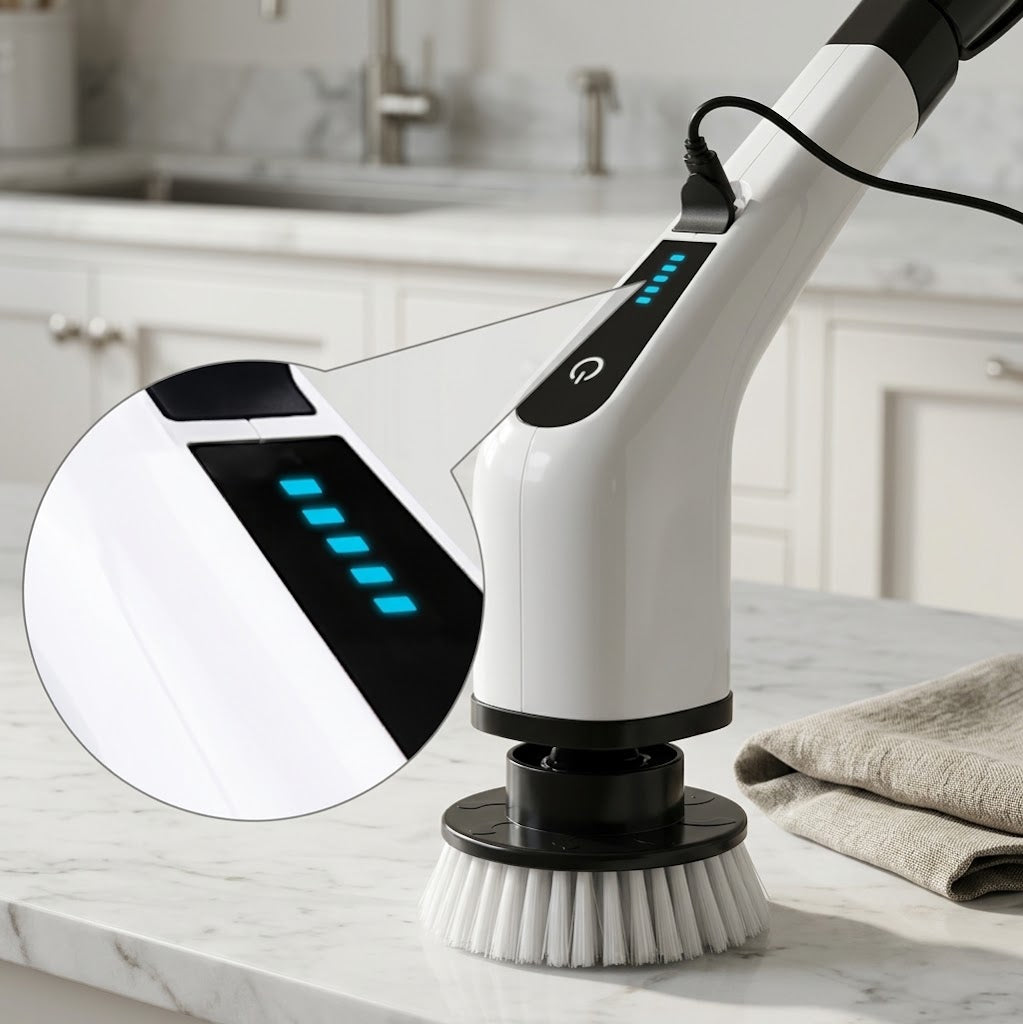 Cordless Handheld Electric Cleaning Brush, Rechargeable, White
