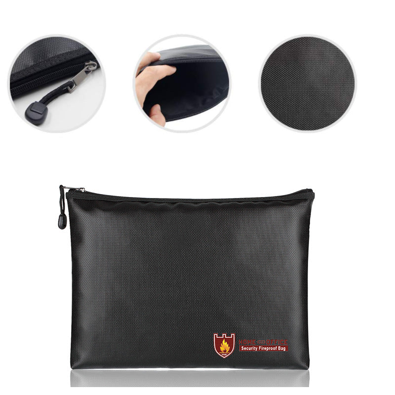 Fireproof and Waterproof Silicone Document Bag with Zipper, 3 Sizes
