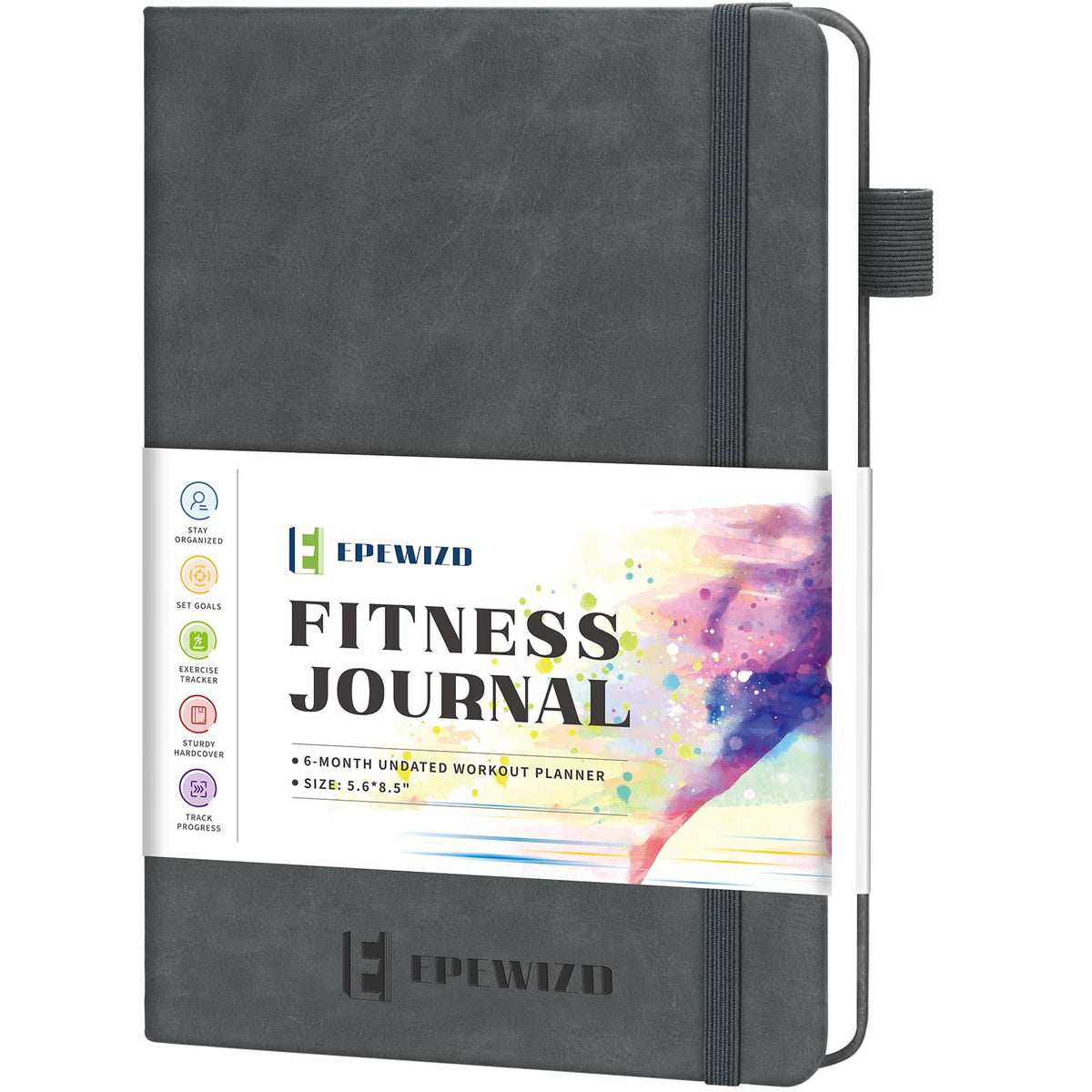 6-Month Undated Fitness Journal and Workout Log, Hardcover, Gray