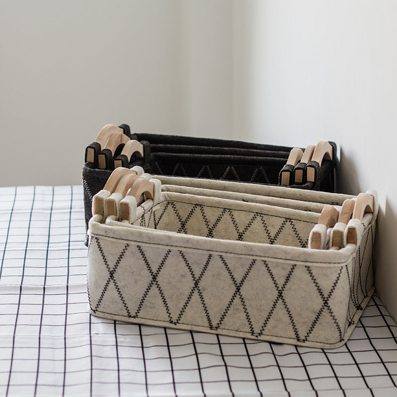 Hand-Sewn Felt Storage Basket for Vanity or Desk, S, M or L