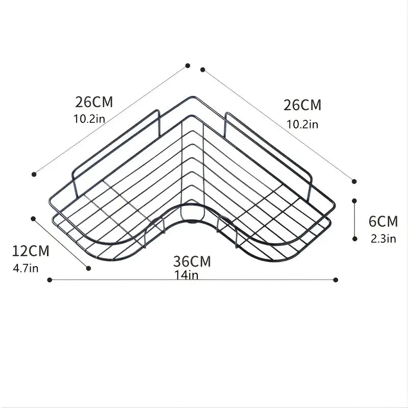 No-Drill Aluminum Corner Shower Shelf, Triangle or Long Rack