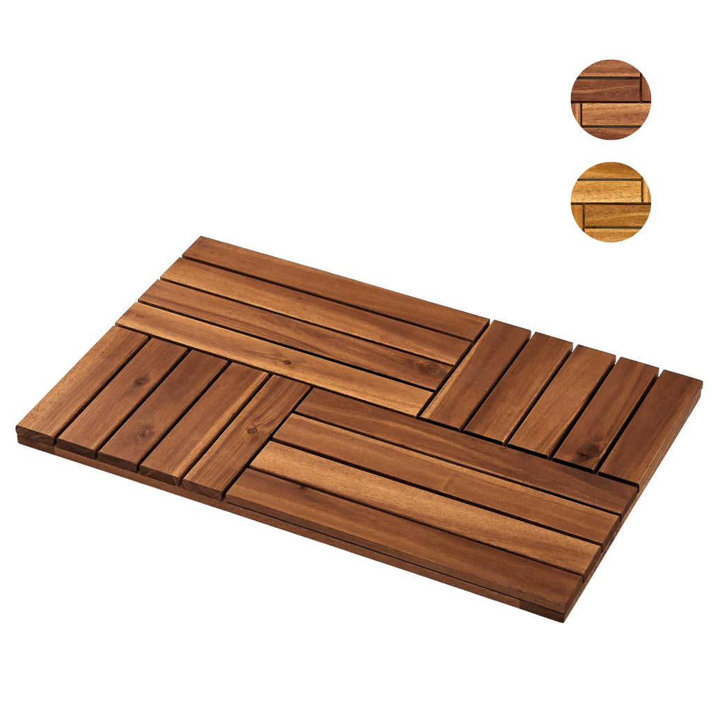 Acacia Wood Bath Mat, 23.8 x 15.3 in, Walnut