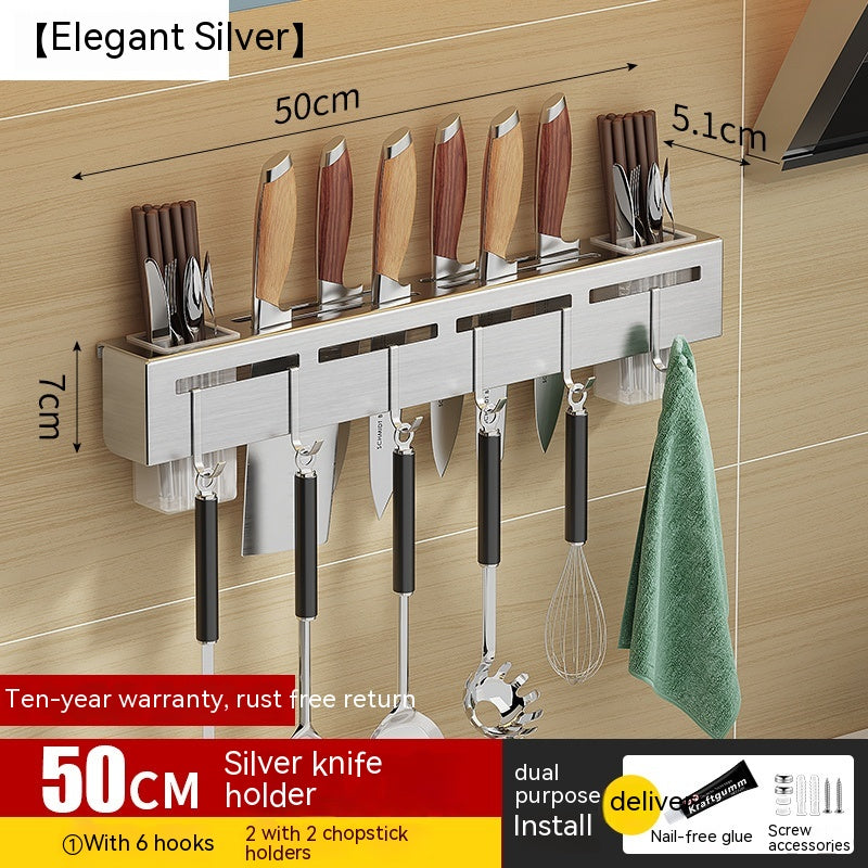 No-Drill Kitchen Wall Rack with Hooks, 30 to 60 cm