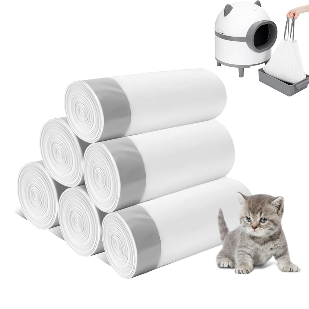 Thick Drawstring Litter Box Waste Bags for Self-Cleaning Boxes, 120 Pack