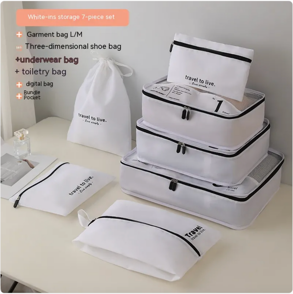 7-Piece Waterproof Packing Bag Set for Clothes and Shoes