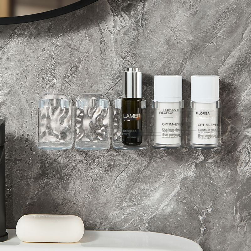 Clear Glacier-Pattern Bathroom Organizer for Toothbrushes and Skincare