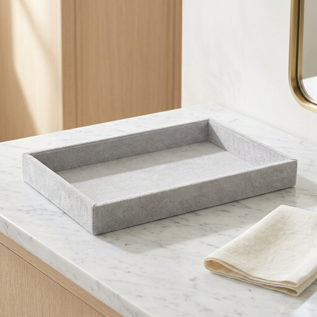 Stackable Velvet Jewelry Tray, 23 x 14.5 cm, Grey