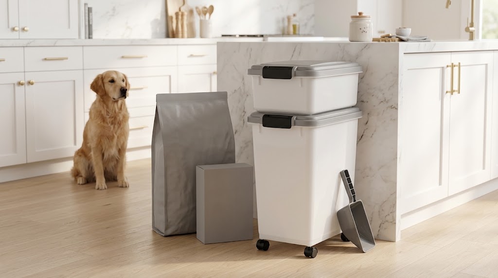 Airtight Snap-Lock Pet Food Container Set with Wheels and Scoop