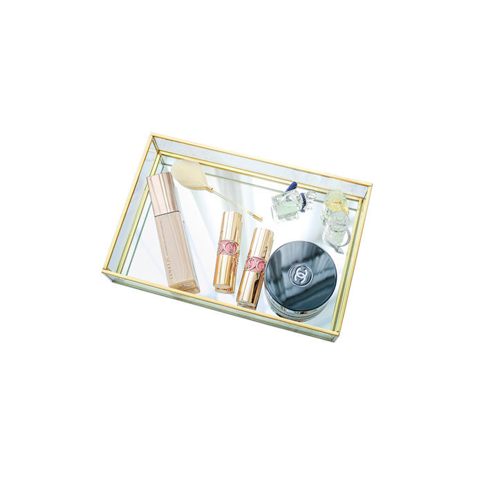 Gold Metal and Glass Vanity Tray, Handmade, 5 Sizes