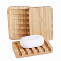 Bamboo Soap Dish with Waterfall Drain, 3 Pack