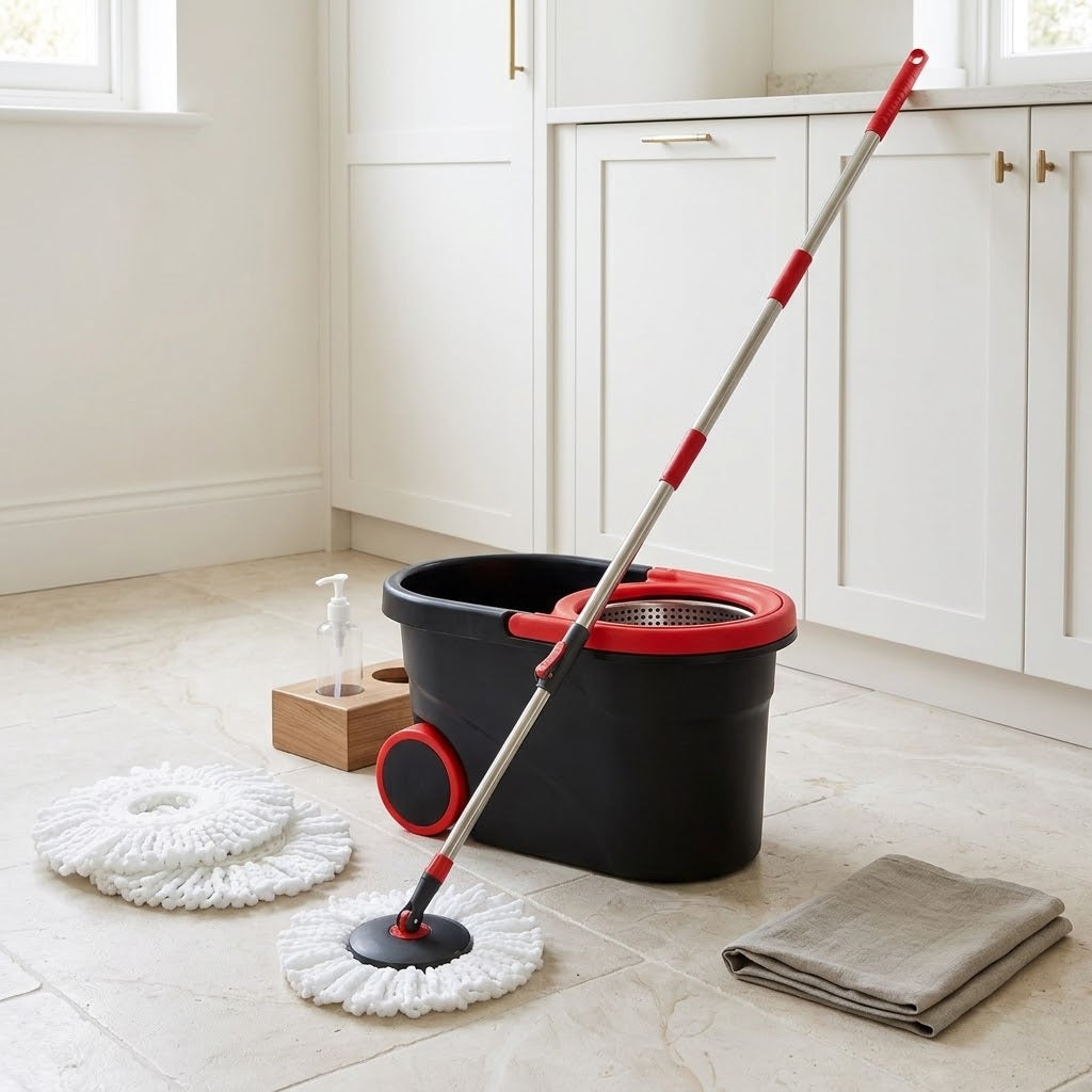 Rolling Spin Mop and Bucket with Wheels and 3 Mop Heads