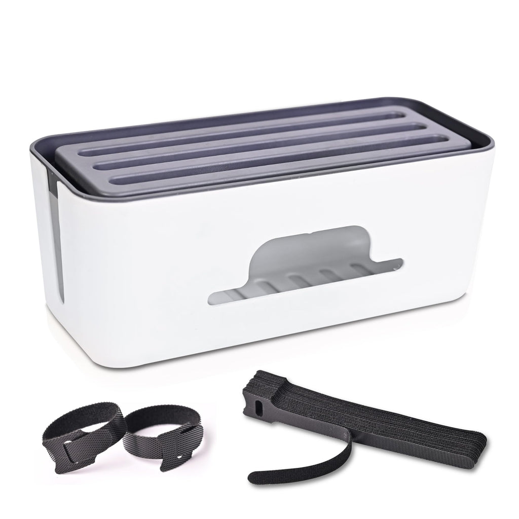 Cable Management Box with Built-In Phone Stand, 33 cm, with 8 Cable Ties