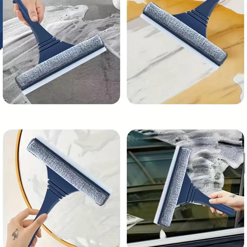 Telescoping High Window Cleaning Brush and Glass Wiper