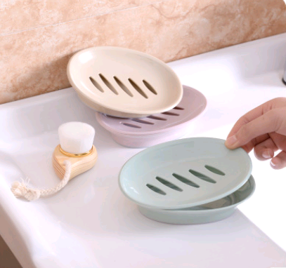 Draining Soap Dish, 15.5 x 11.5 cm, Blue, Green, Pink or Khaki