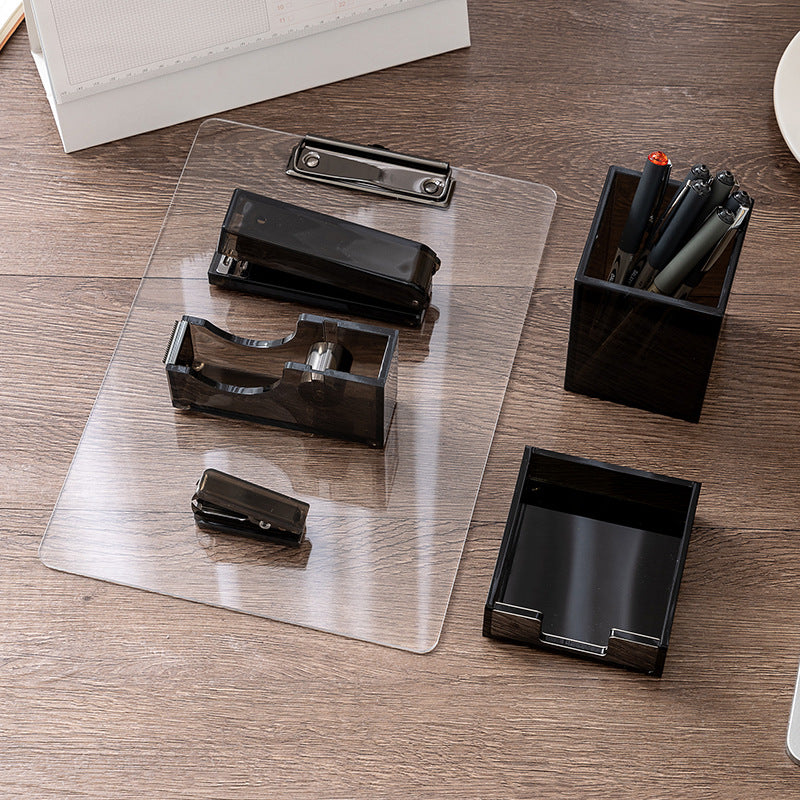 Black Tea Acrylic Desk Accessories, Pen Holder, Stapler and More