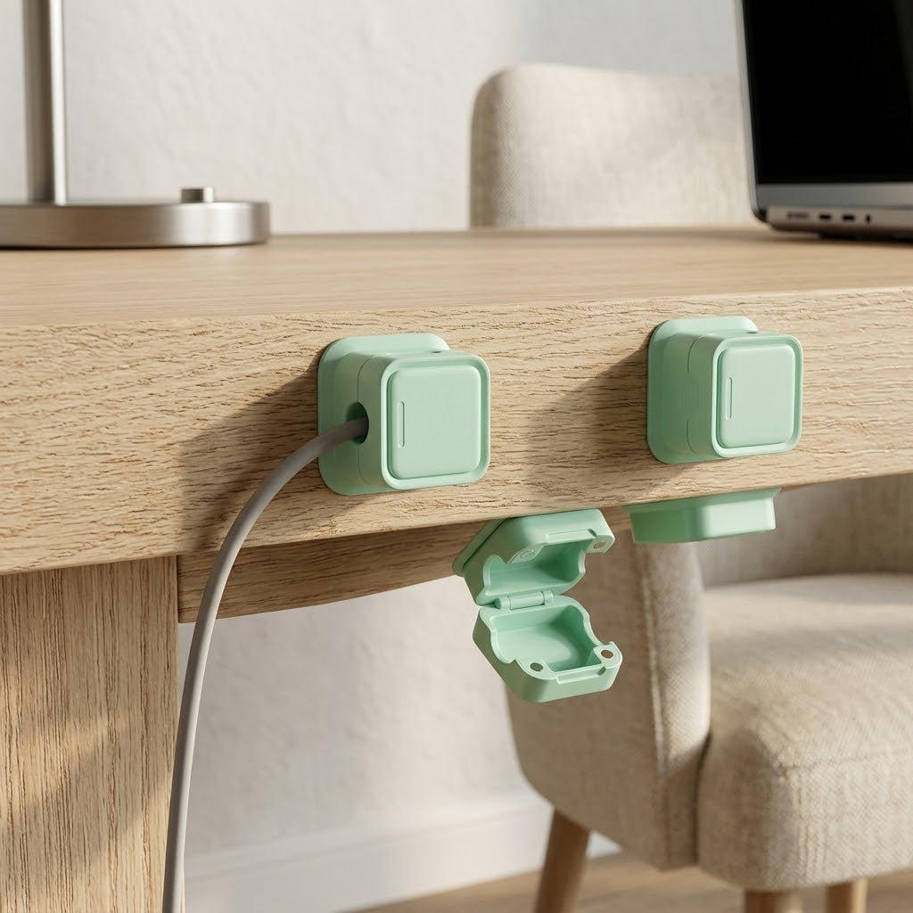 Magnetic Adhesive Cable Clips, 18 Pack, Mint Green