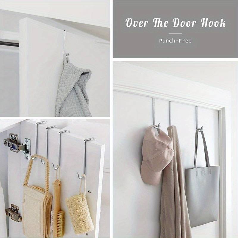 Over-the-Door Stainless Steel Hooks for Towels and Coats, 8-Pack