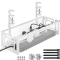 Side-Opening Mesh Under-Desk Cable Tray, No-Drill, White