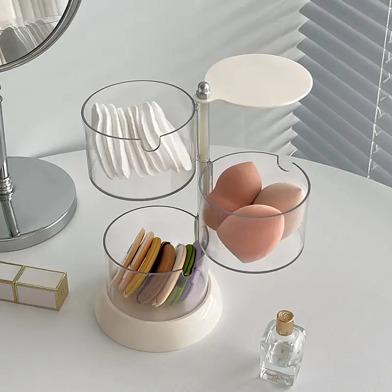 Rotatable Clear Jewelry Organizer with Lid and Tray, 2 to 4 Layers