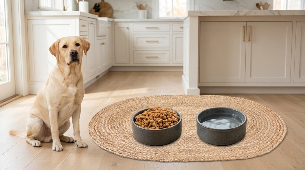 Hand-Woven Braided Jute Pet Feeding Mat, 31 x 20 in