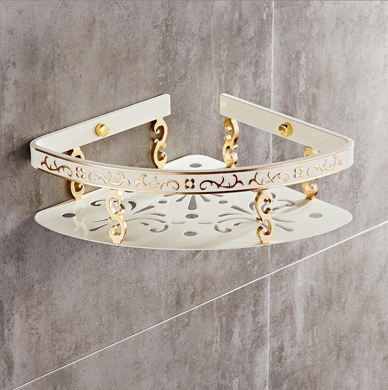 Aluminum Bathroom Wall Shelf with Towel Bar, White