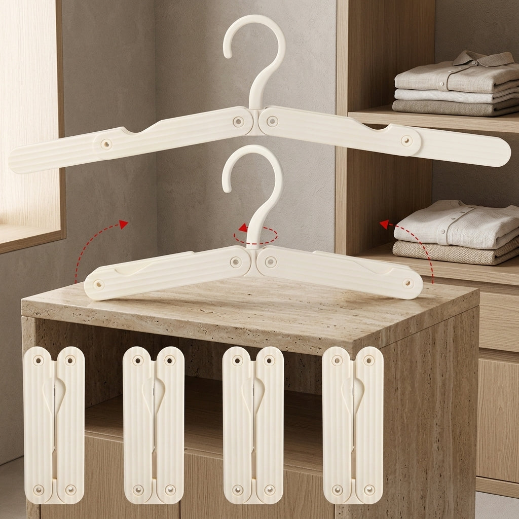 Foldable Travel Clothes Hangers, 4 Pack, White