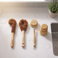 Coconut and Sisal Kitchen Brush Set with Bamboo Handles, 4-Piece