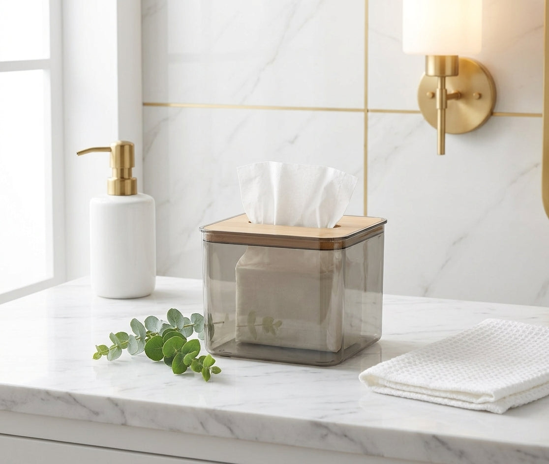Nordic Tissue Box Holder with Bamboo Lid, 3 Sizes