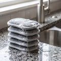 Dual-Sided Microfiber Scrub Sponges, 6.5 x 3.4 in, 24-Pack, Gray