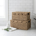 Scalloped Seagrass Wicker Baskets with Lids, Set of 2