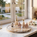 Large Natural Marble Tray, 14 x 14 in, Gray with Yellow