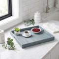 Reclaimed Wood Ottoman Tray with Felt Pad, 18 x 18 in, Slate Blue