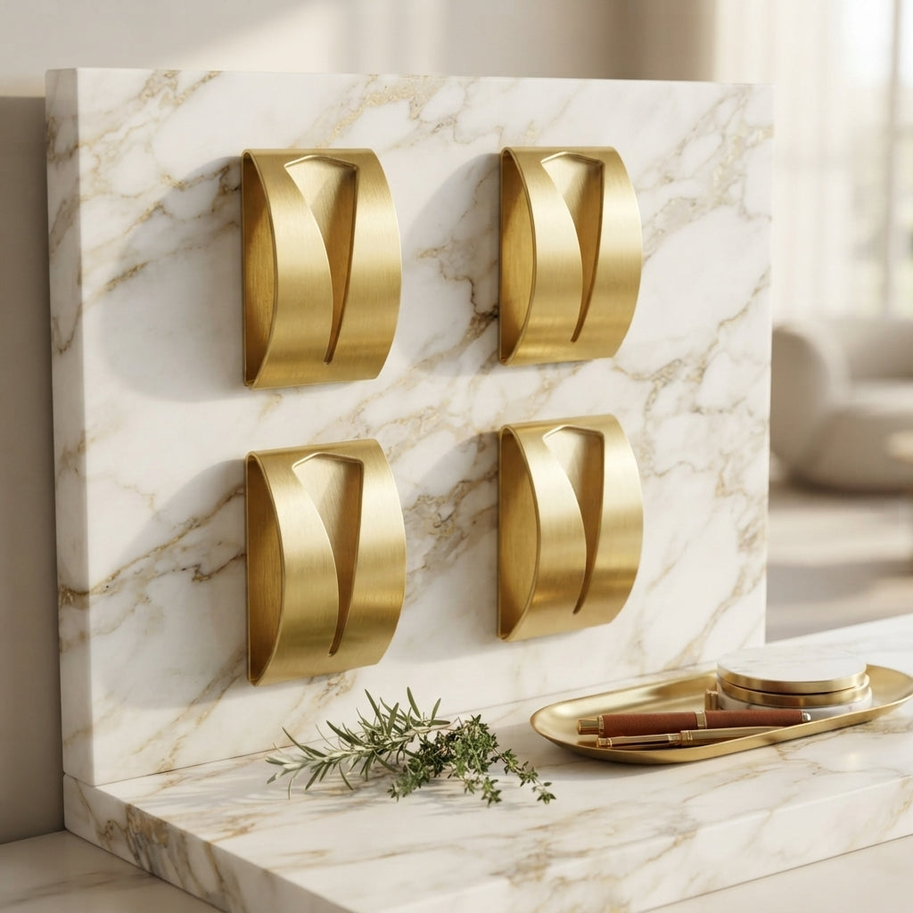 Self-Adhesive Kitchen Towel Holders in Stainless Steel, 4-Pack, Gold