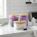 Acrylic Laundry Storage Jars with Bamboo Lids and Dryer Sheet Holder