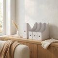 Cardboard Magazine File Holders with Labels, White, 6-Pack