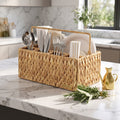 Hand-Woven Water Hyacinth Utensil and Napkin Caddy