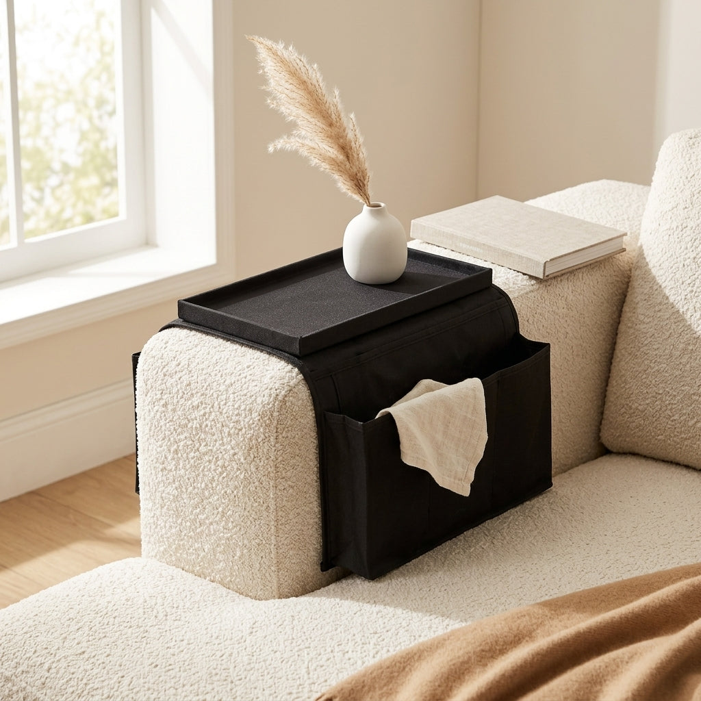 Oxford Cloth Sofa Armrest Caddy with Cup Holder and 4 Pockets