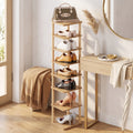 8-Tier Narrow Vertical Shoe Rack, Adjustable, Beech and MDF, Walnut
