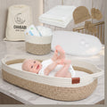 Cotton Rope Baby Changing Basket with Diaper Caddy and Blanket, Beige