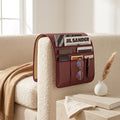 Faux Leather Armrest Organizer with 6 Pockets, Anti-Slip, Rose Wine