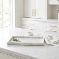 Natural Marble Vanity Tray, 12 x 8 in, Starry White
