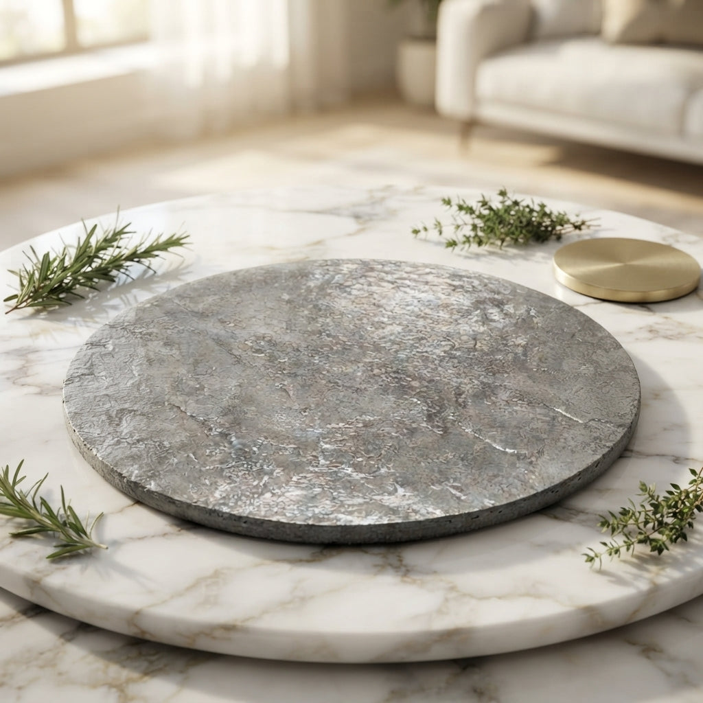 Handcrafted Concrete Lazy Susan Turntable, 10 in