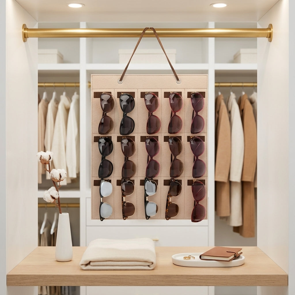Wall-Mounted Felt Sunglasses Organizer