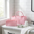 Felt Diaper Caddy and Wipes Caddy Set, 2 Pack, Ice Pink