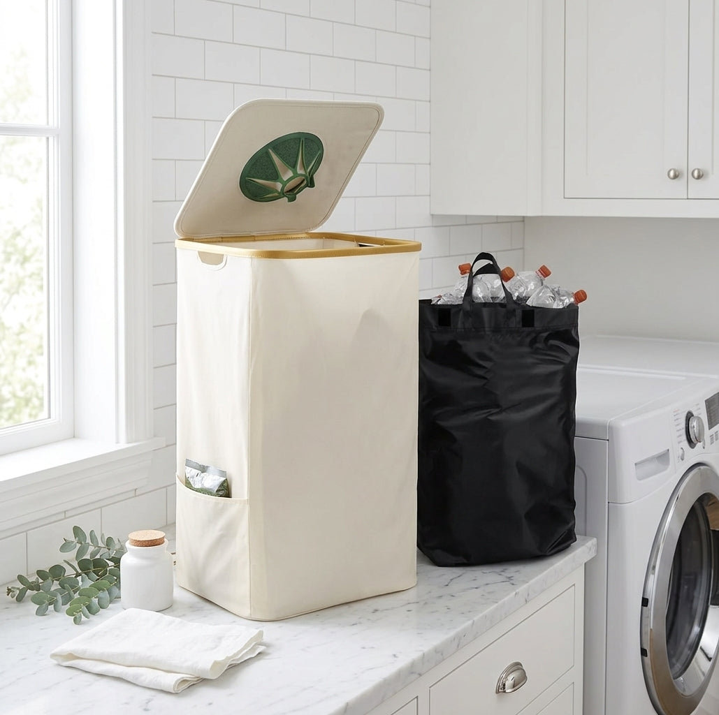 Foldable Storage Basket, 15 x 12 x 10 in, Black or Beige